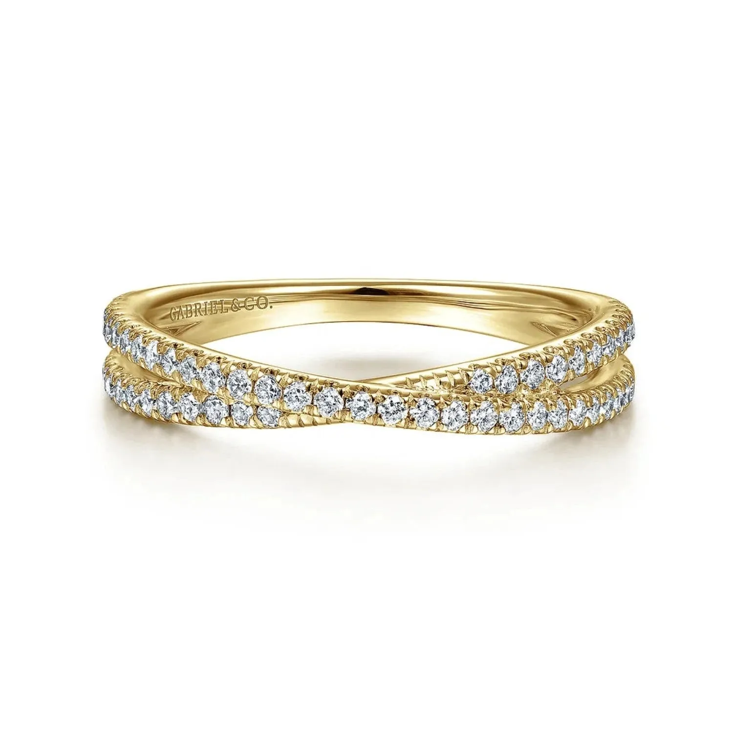 Gabriel & Co. Criss-Cross Two Layer Diamond Band