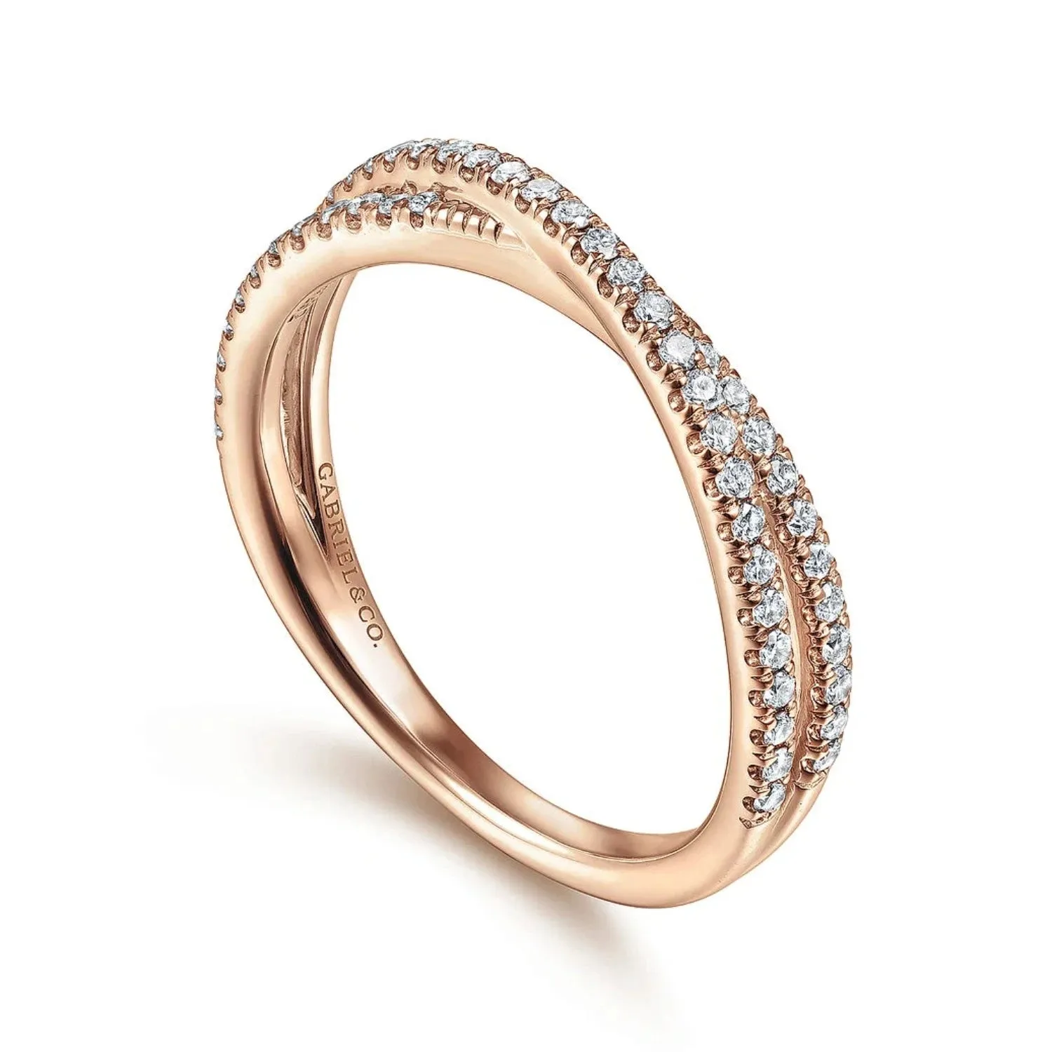 Gabriel & Co. Criss-Cross Two Layer Diamond Band