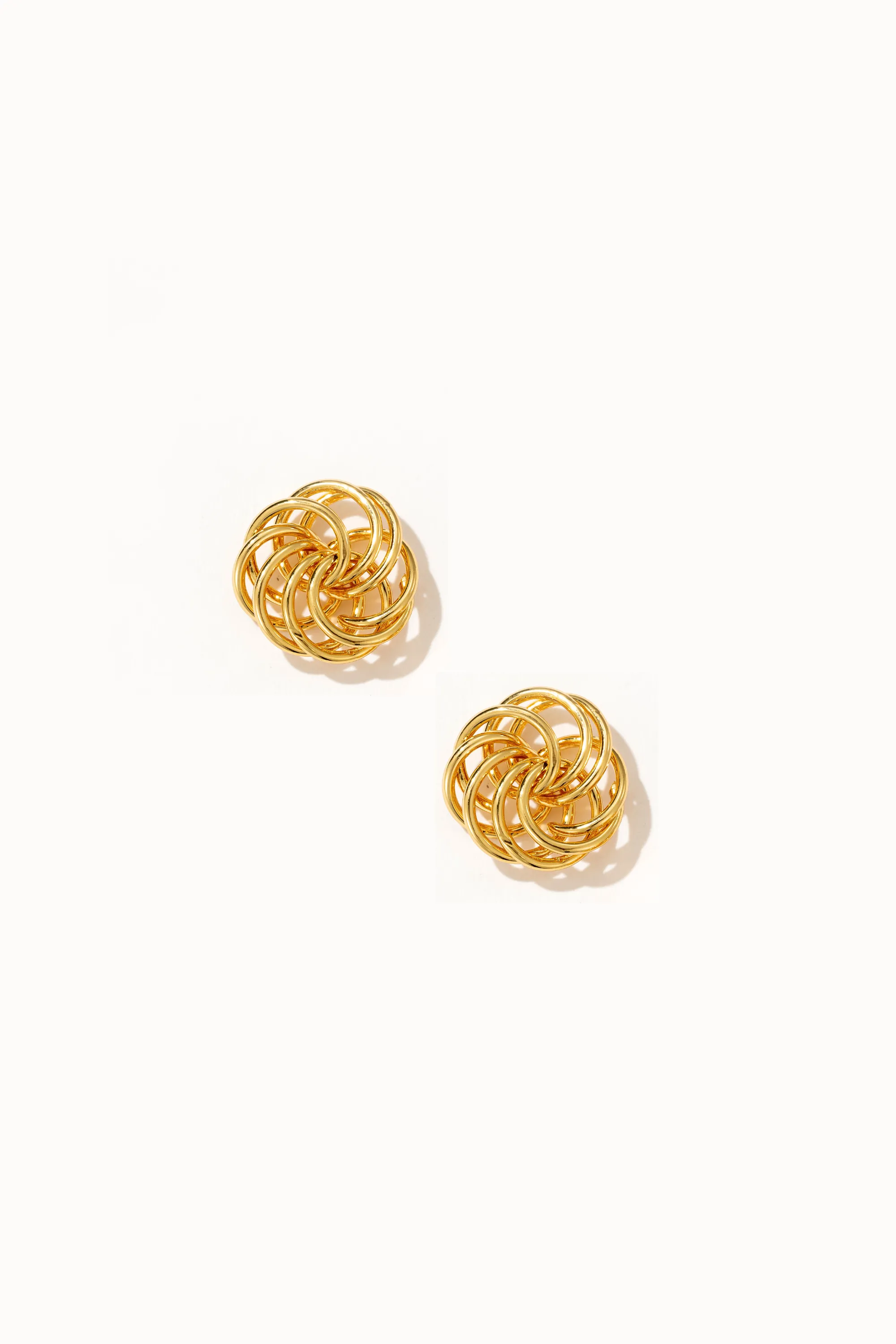 Geometric Floral 22k Gold Stud Earrings