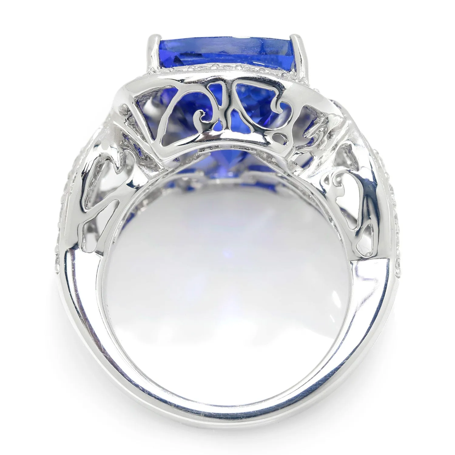 GIA Certified Tanzanite Criss Cross Ring with Diamonds in White Gold