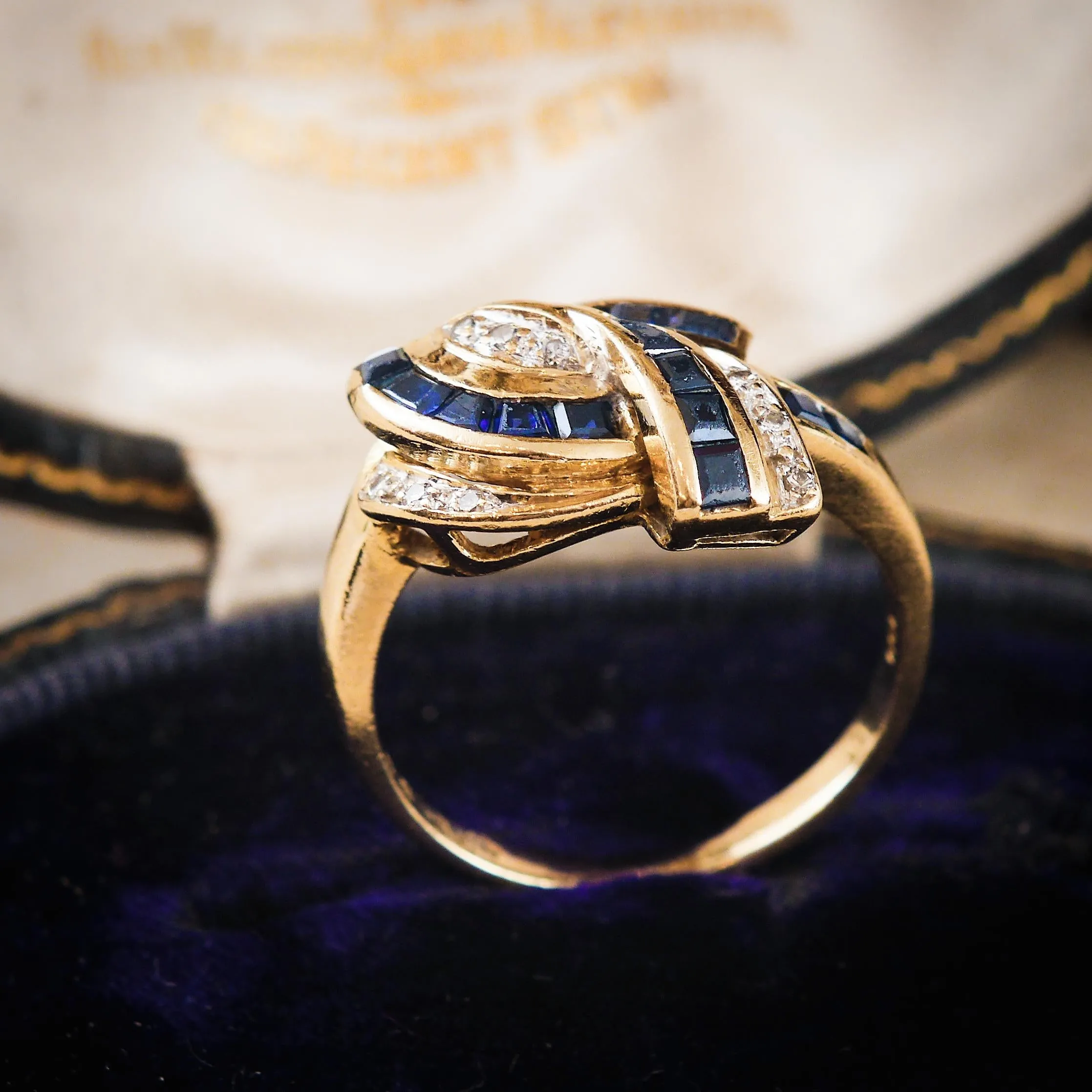 Glam Vintage 1980's Sapphire & Diamond Cocktail Ring