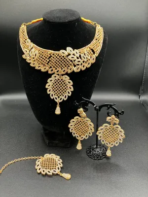 golden zircon stones bridal jewelry set