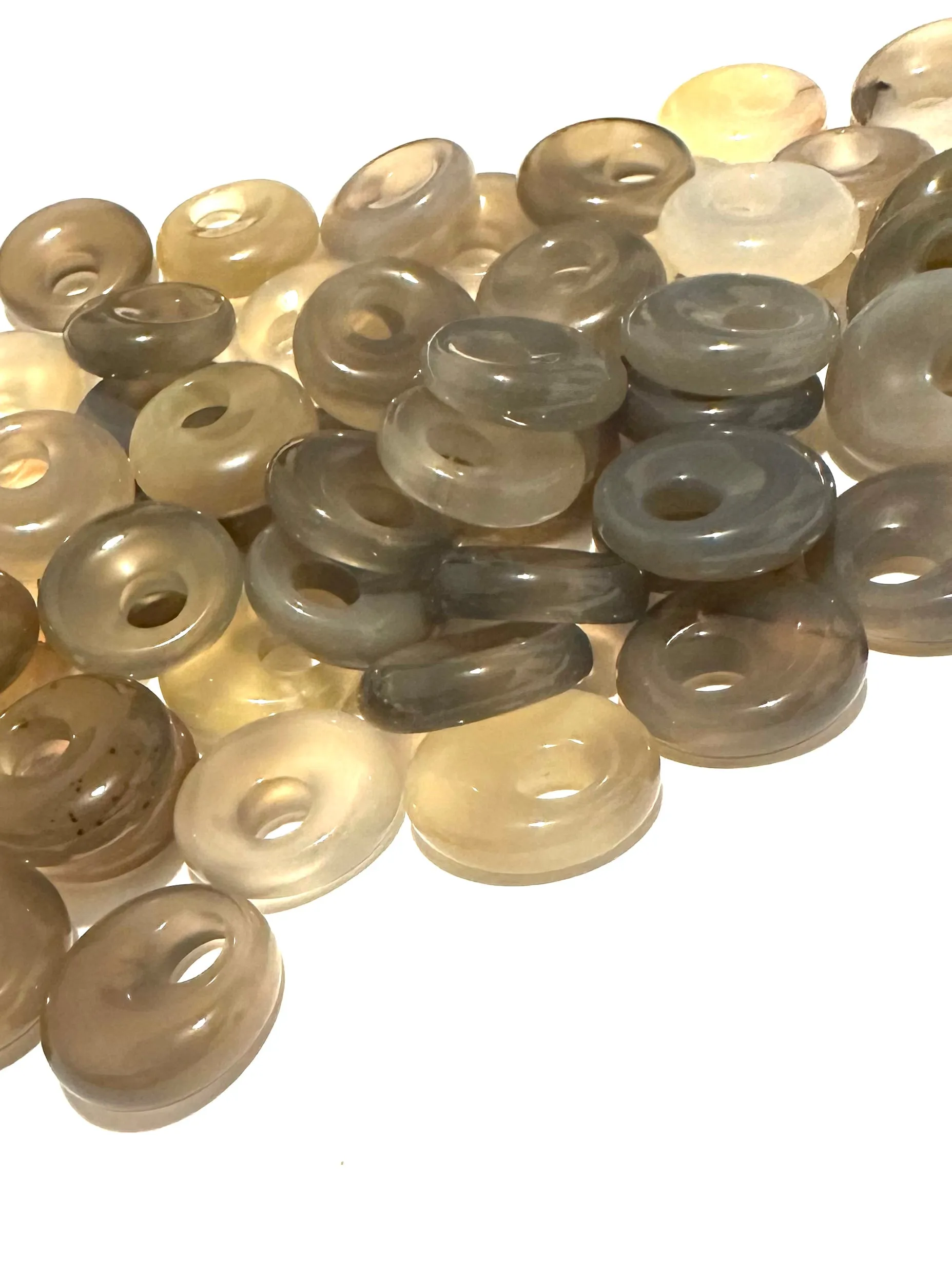 Grey Agate Donut Bead, Sku#BG126