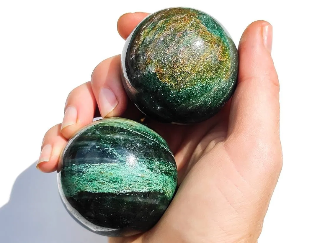 Himalayan Forest Green Jade Crystal Spheres