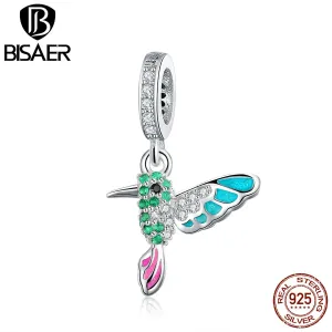 Hummingbird Charm with 925 Sterling Silver and cubic zirconia