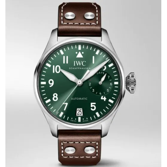 IWC Big Pilot's Watch Green Dial Brown Calfskin Strap 46.2mm Automatic