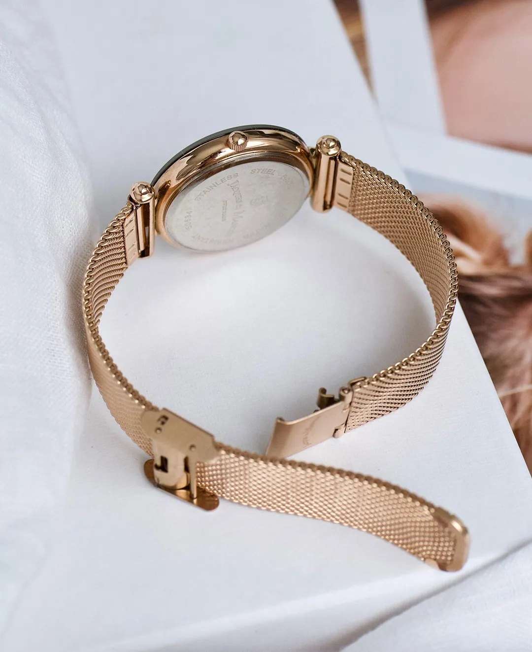 JDM Coupole Rose Gold Mesh Watch