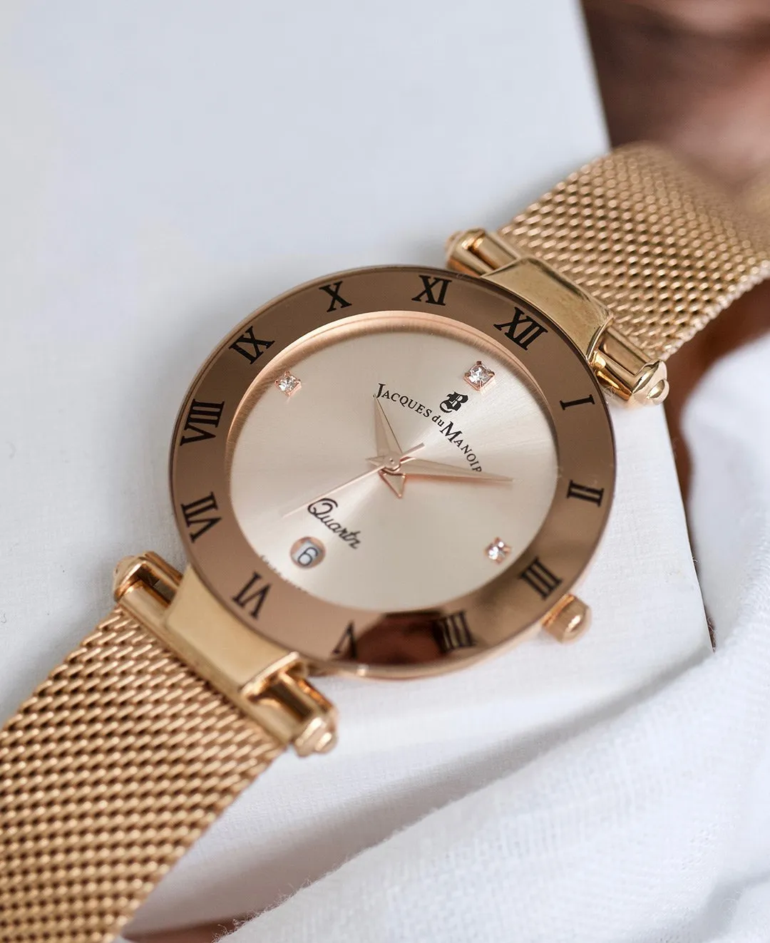 JDM Coupole Rose Gold Mesh Watch