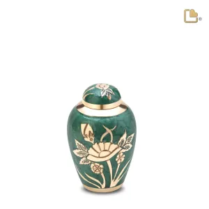 K221   Rose Keepsake Urn Green & Pol Gold