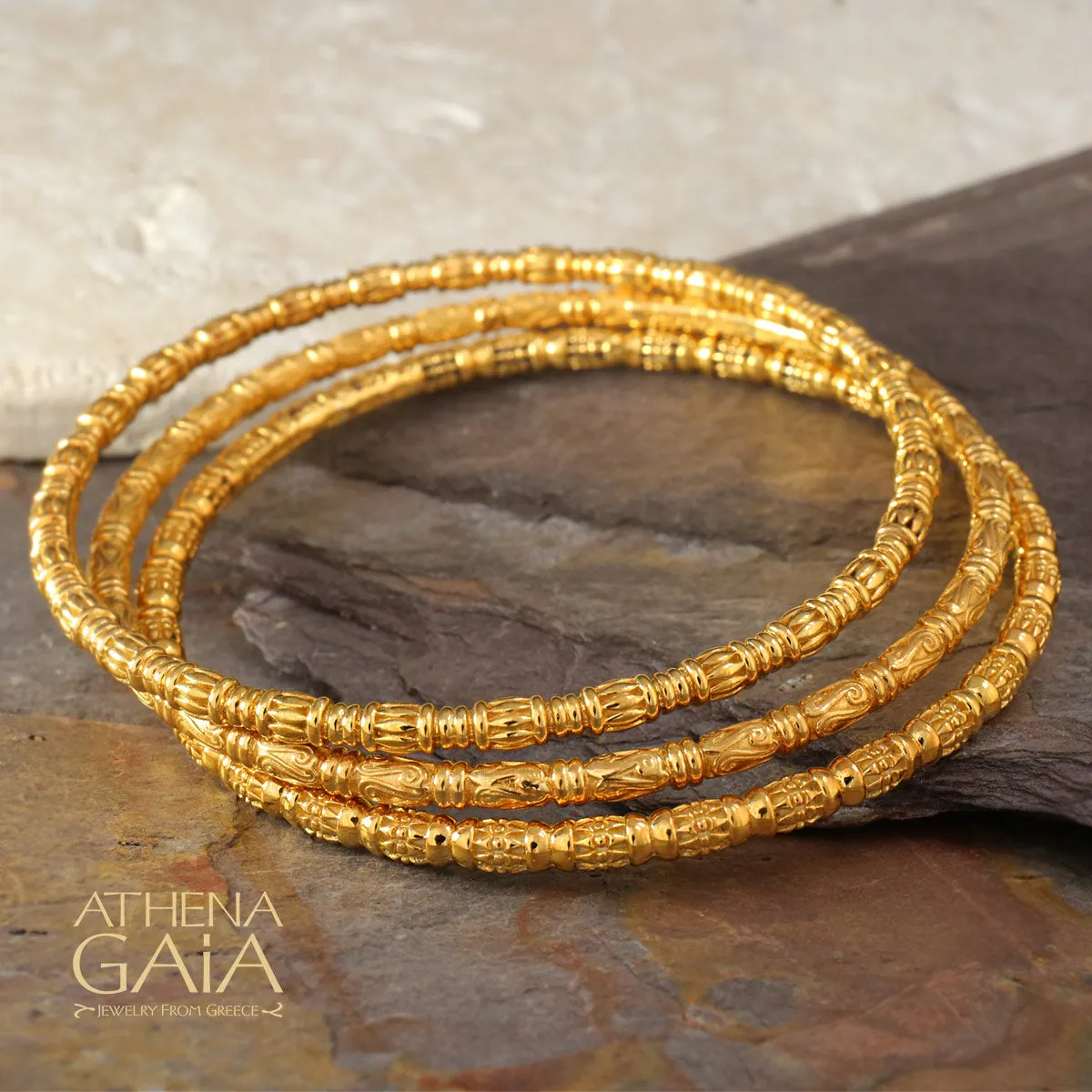 Kassandra 6521 Gold Plated Silver Bangle Bracelet