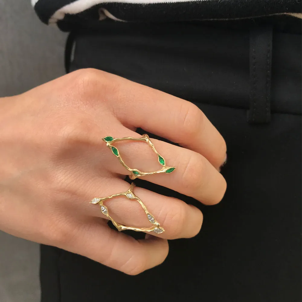 Kite Marquise Ring, Emerald