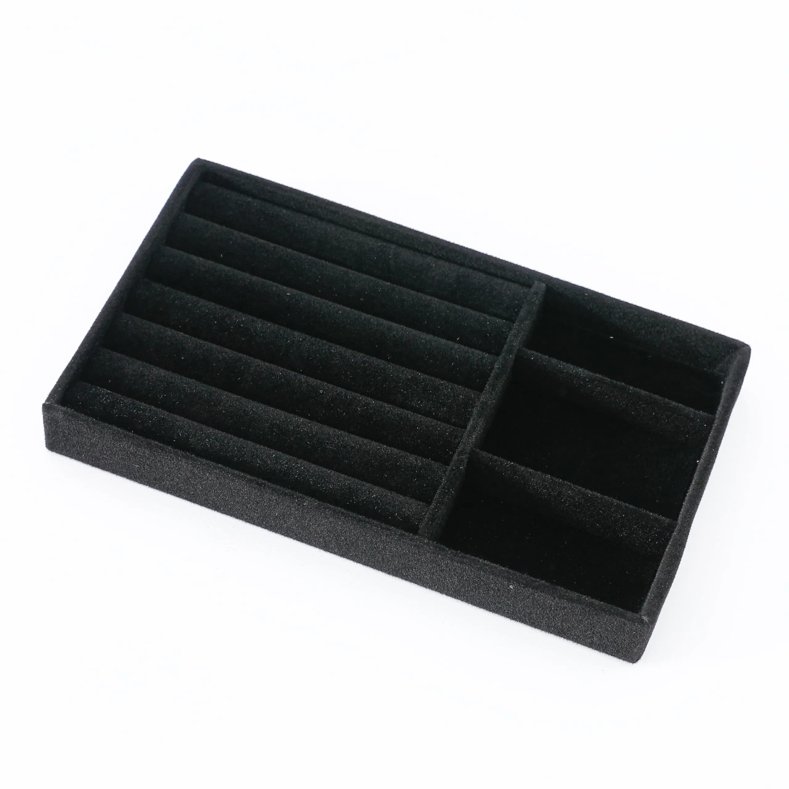 Kuber Industries 16 Pieces Velvet Jewelry Trays Organizer | Jewelry Storage Box | Jewelry Organizer | Showcase Holder Dresser Organizer for Earring Necklace Bracelet Ring | Pack of 4 |YBL4-03 |Black