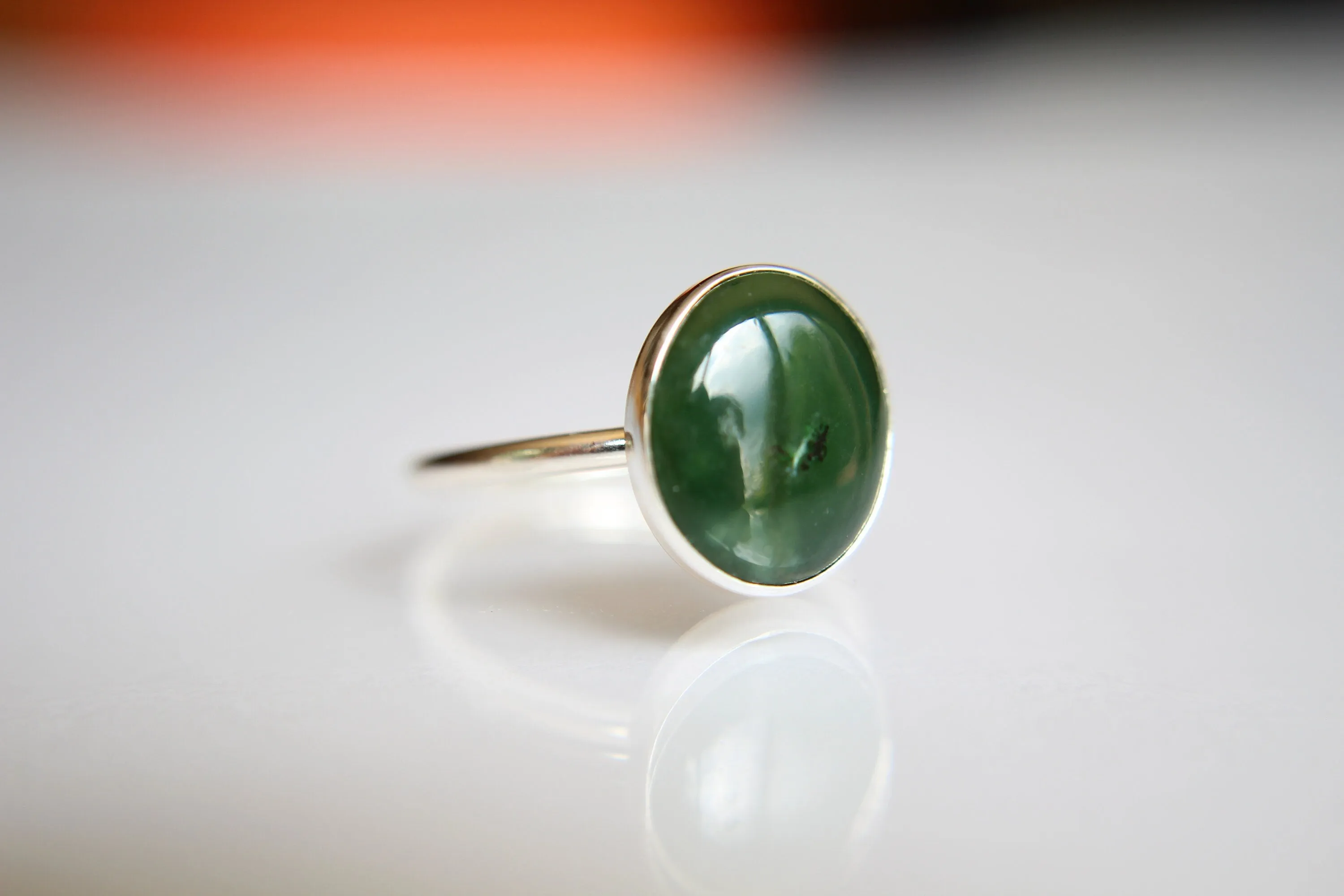 Large Jade Ring, Gemstone Ring, Green Jade Ring, Green, Modern, Simple, Everyday, Gift, Gemstone Jewelry, Natural Stone, Simple Ring