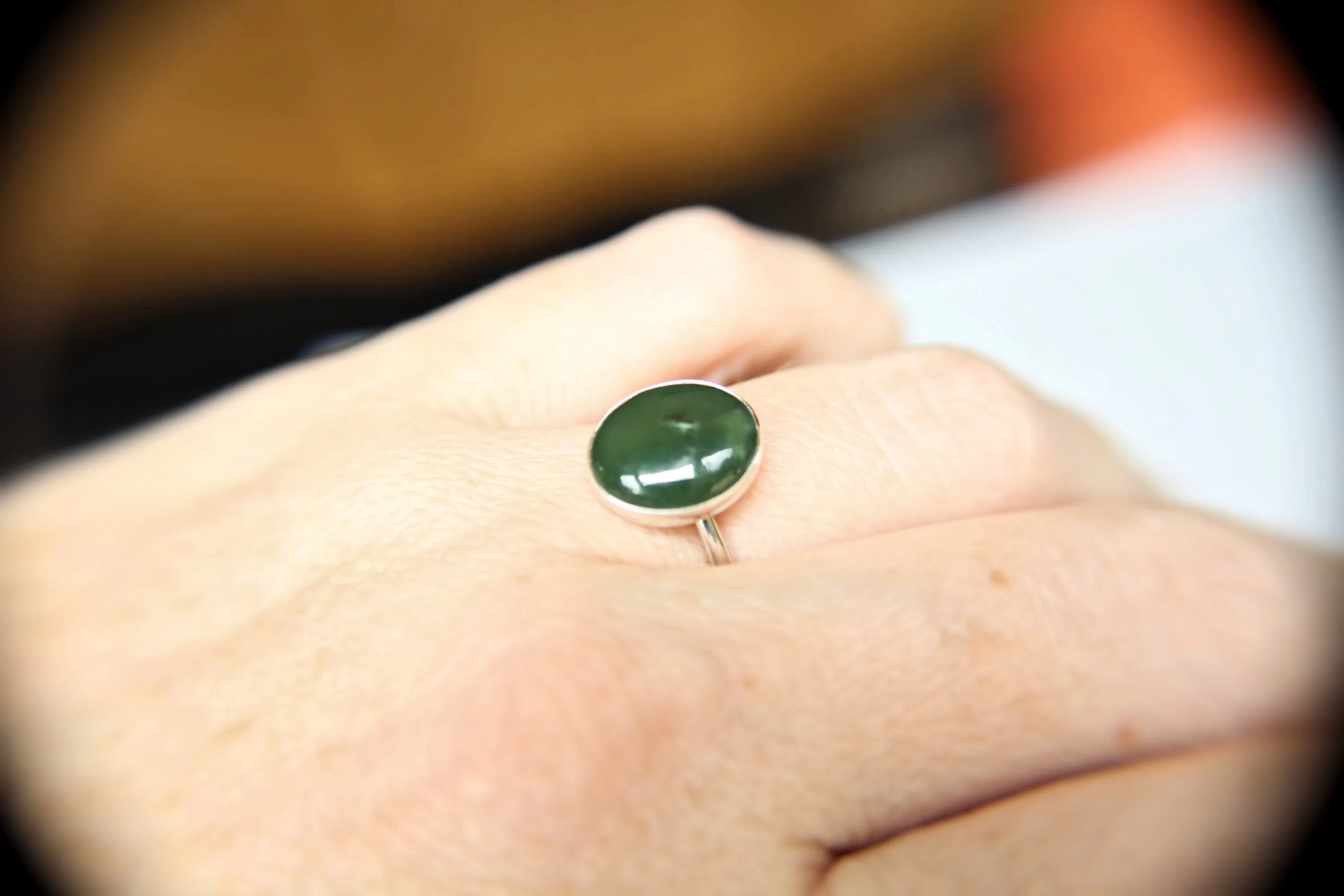 Large Jade Ring, Gemstone Ring, Green Jade Ring, Green, Modern, Simple, Everyday, Gift, Gemstone Jewelry, Natural Stone, Simple Ring