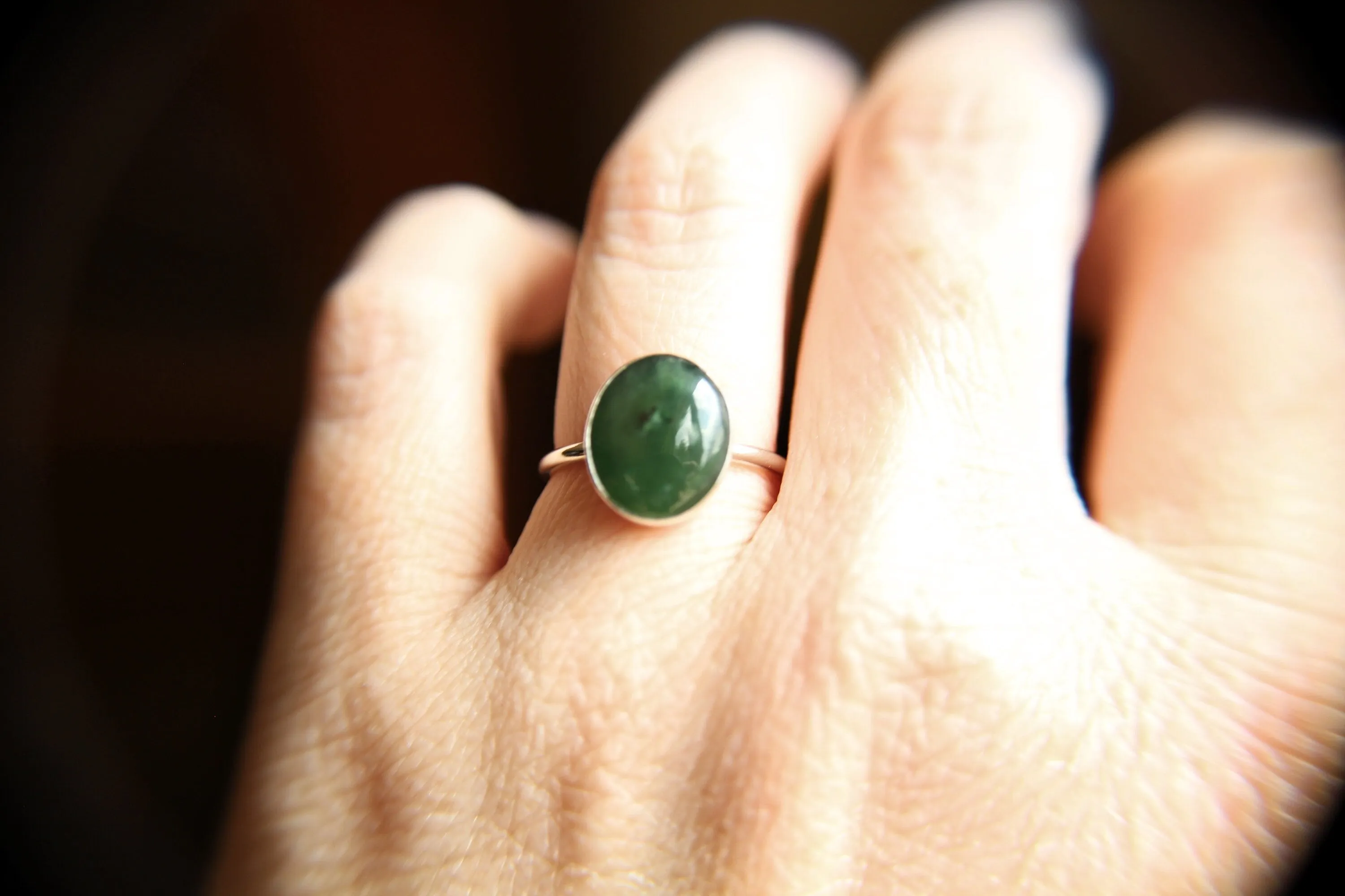 Large Jade Ring, Gemstone Ring, Green Jade Ring, Green, Modern, Simple, Everyday, Gift, Gemstone Jewelry, Natural Stone, Simple Ring