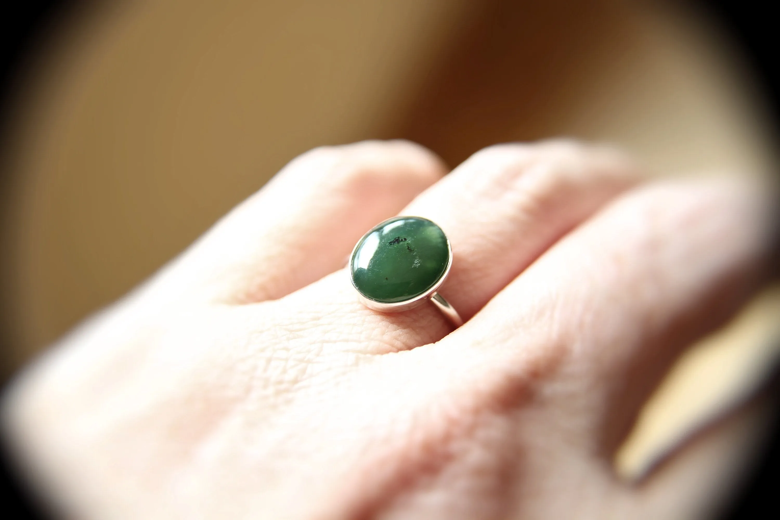 Large Jade Ring, Gemstone Ring, Green Jade Ring, Green, Modern, Simple, Everyday, Gift, Gemstone Jewelry, Natural Stone, Simple Ring