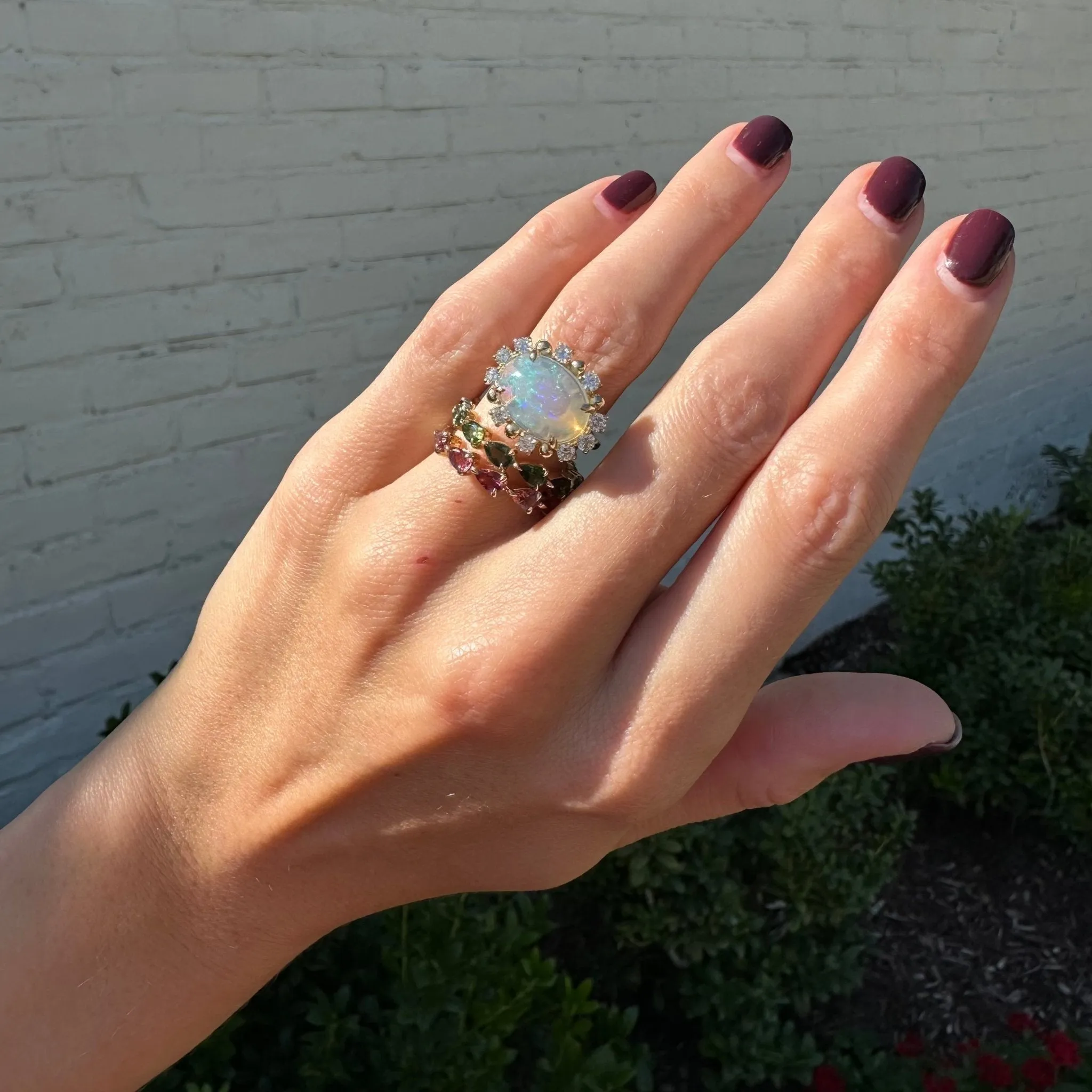 Large Pink Tourmaline Chasing Pear Band