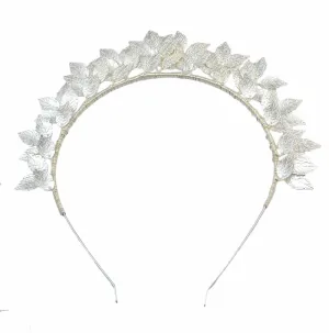 Leaf Metal Racewear Grecian Headpiece Headband - Silver (Style 1)