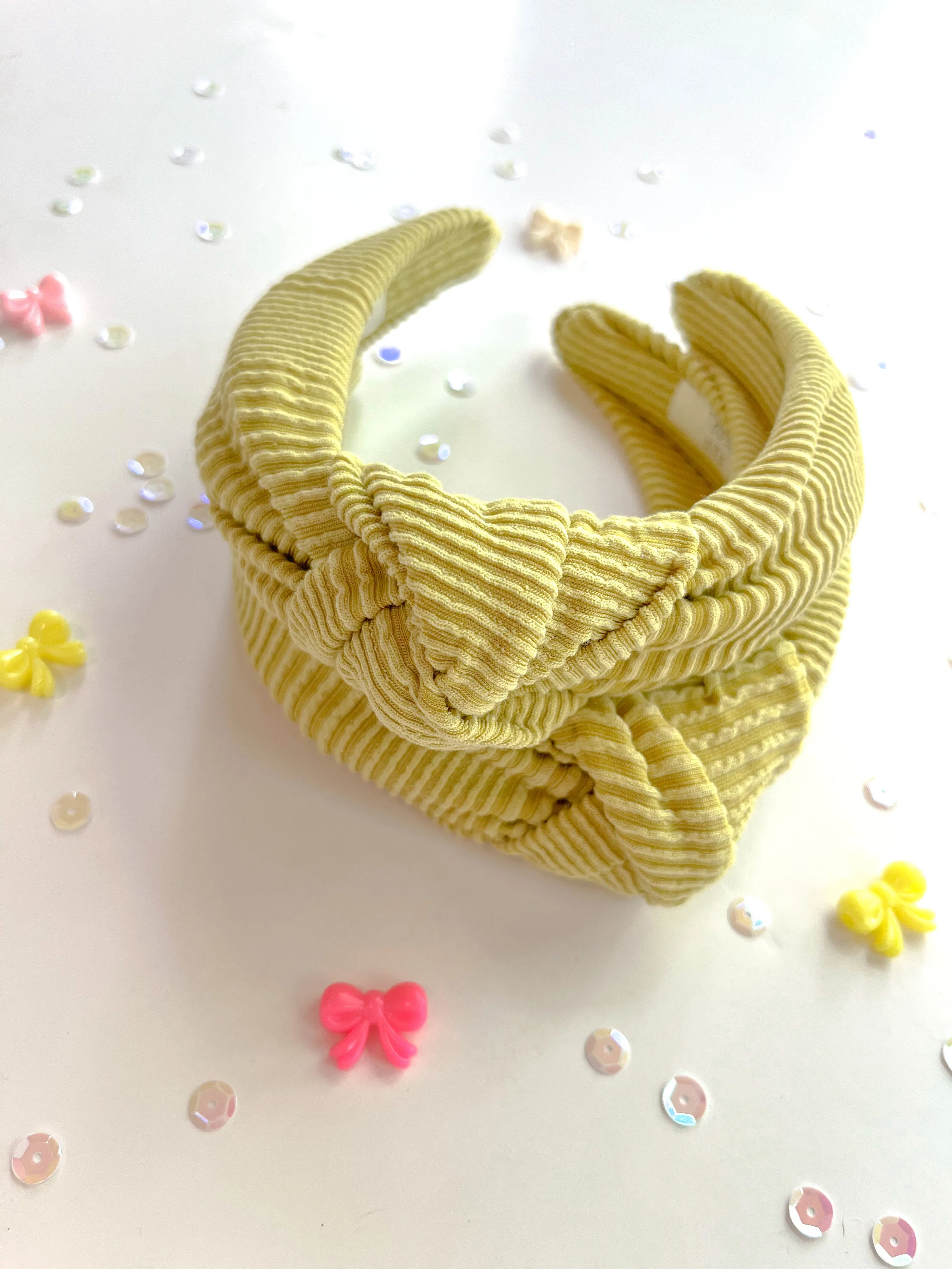 Lime Ribbed Knotted Headband