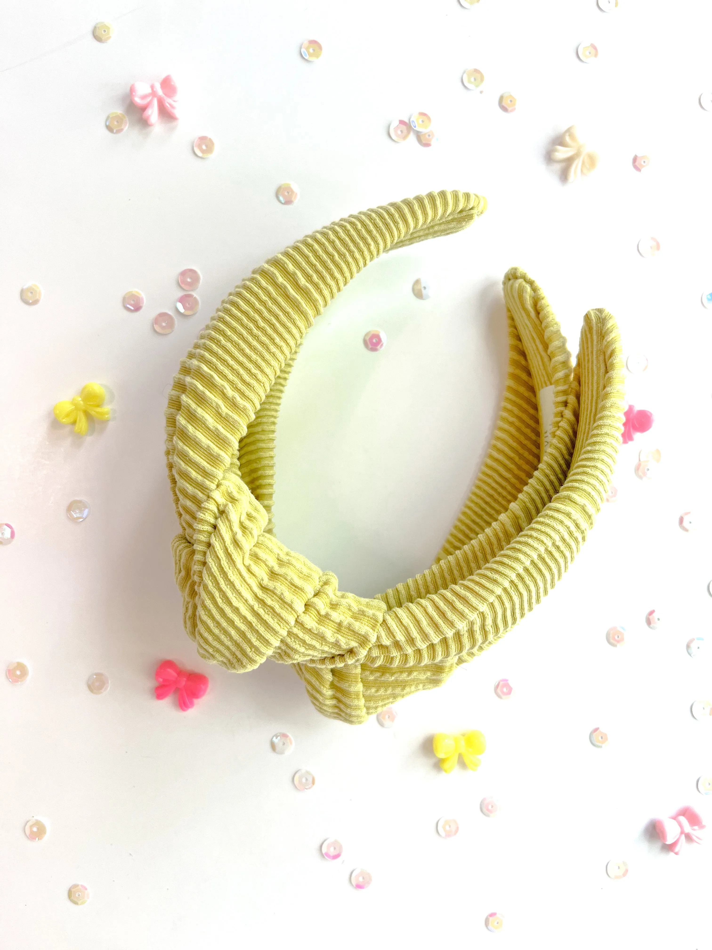 Lime Ribbed Knotted Headband