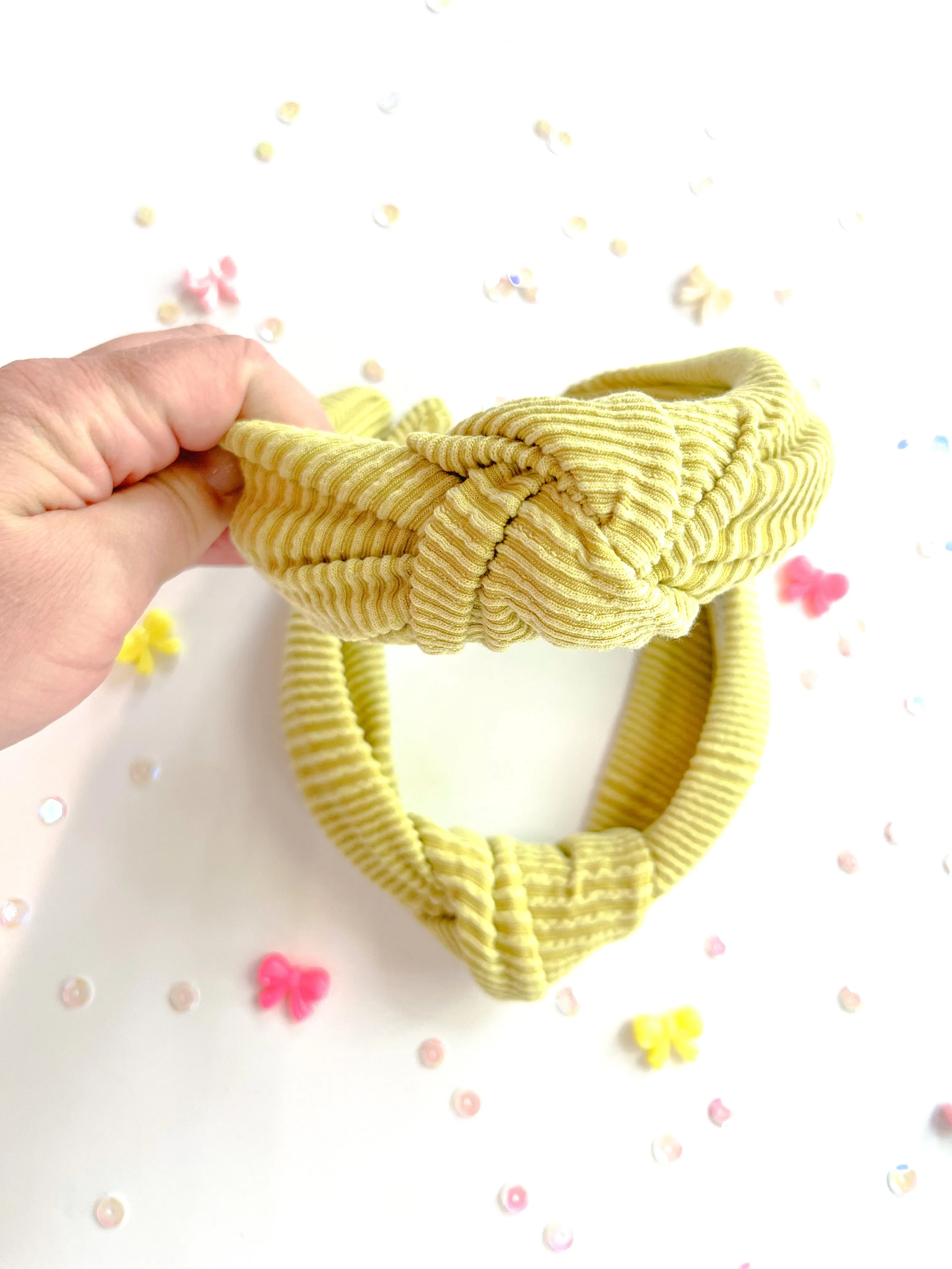 Lime Ribbed Knotted Headband