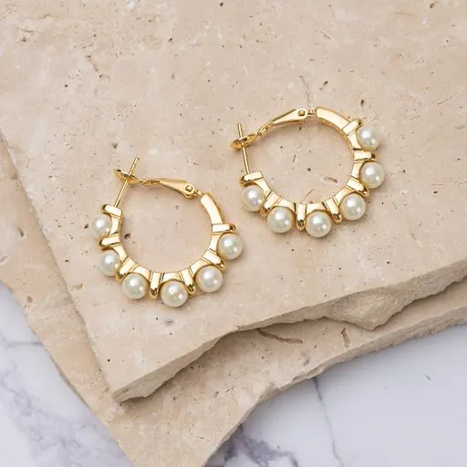 Lola 18k gold plated vermeil & pearl hoop earrings