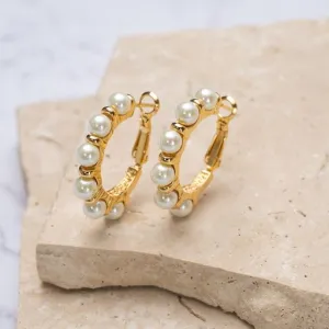 Lola 18k gold plated vermeil & pearl hoop earrings