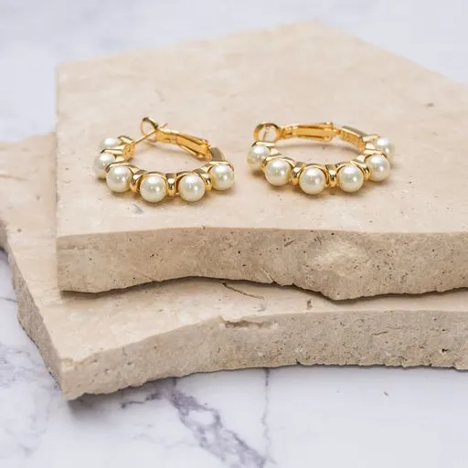 Lola 18k gold plated vermeil & pearl hoop earrings