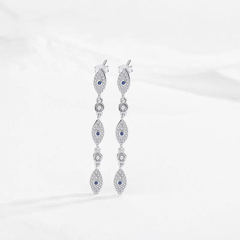 Long Drop Evil Eye Earring