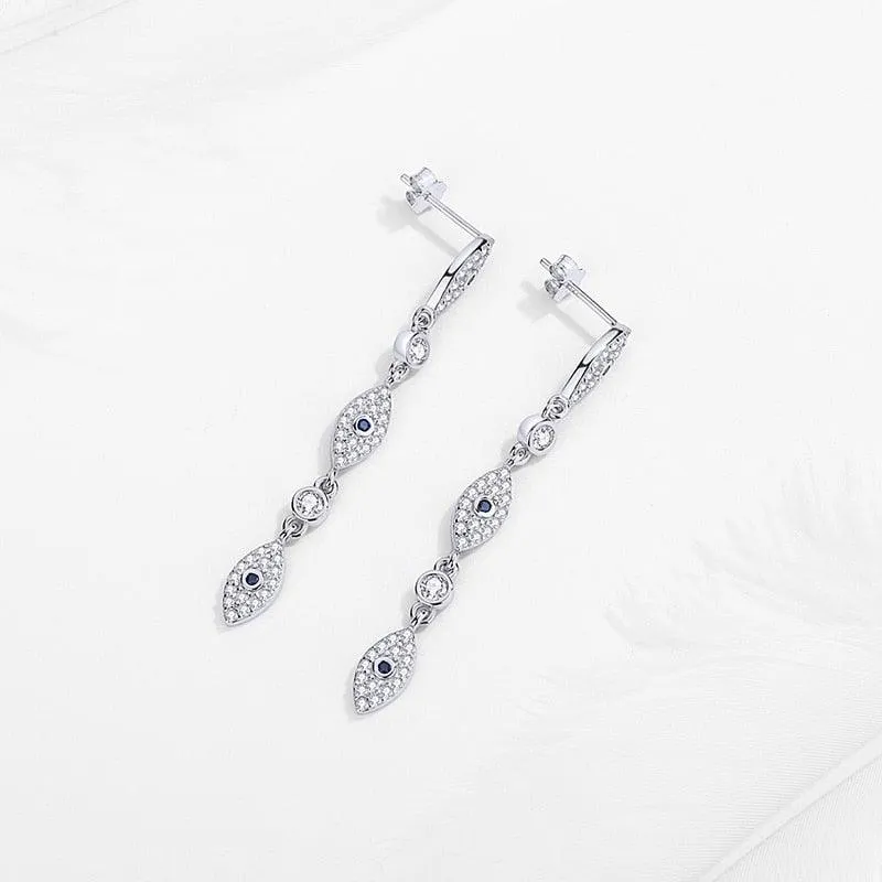 Long Drop Evil Eye Earring