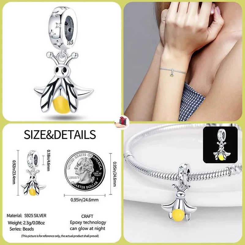 Luminous Firefly Star Dog Charm Beads: Enchanting Pandora Bracelet Accessories