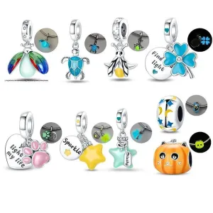 Luminous Firefly Star Dog Charm Beads: Enchanting Pandora Bracelet Accessories