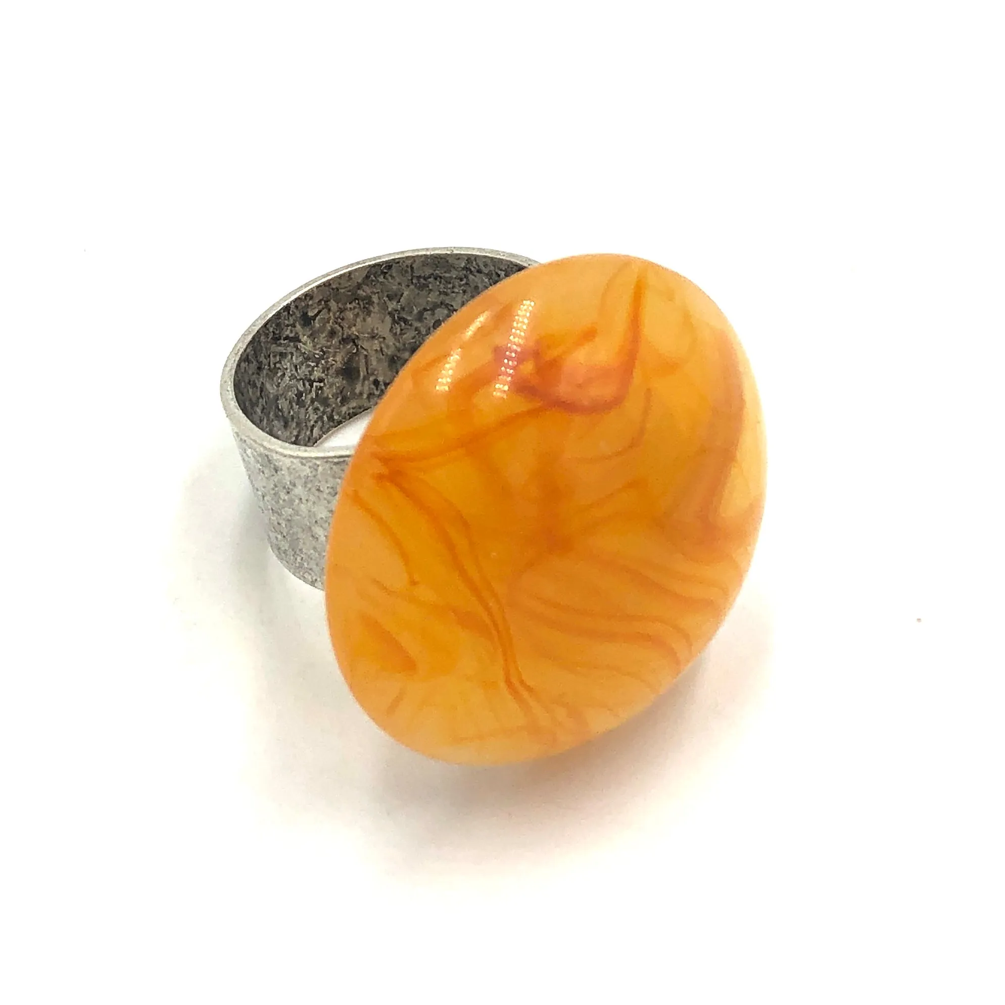 Marbled Honey Lucite Cocktail Ring