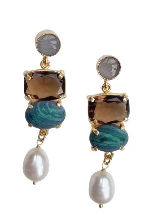 Meira Gem Earring | Natural Stone & Pearl