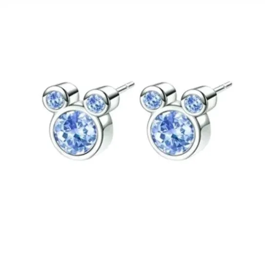 Mickey Mouse Blue Crystal Earrings