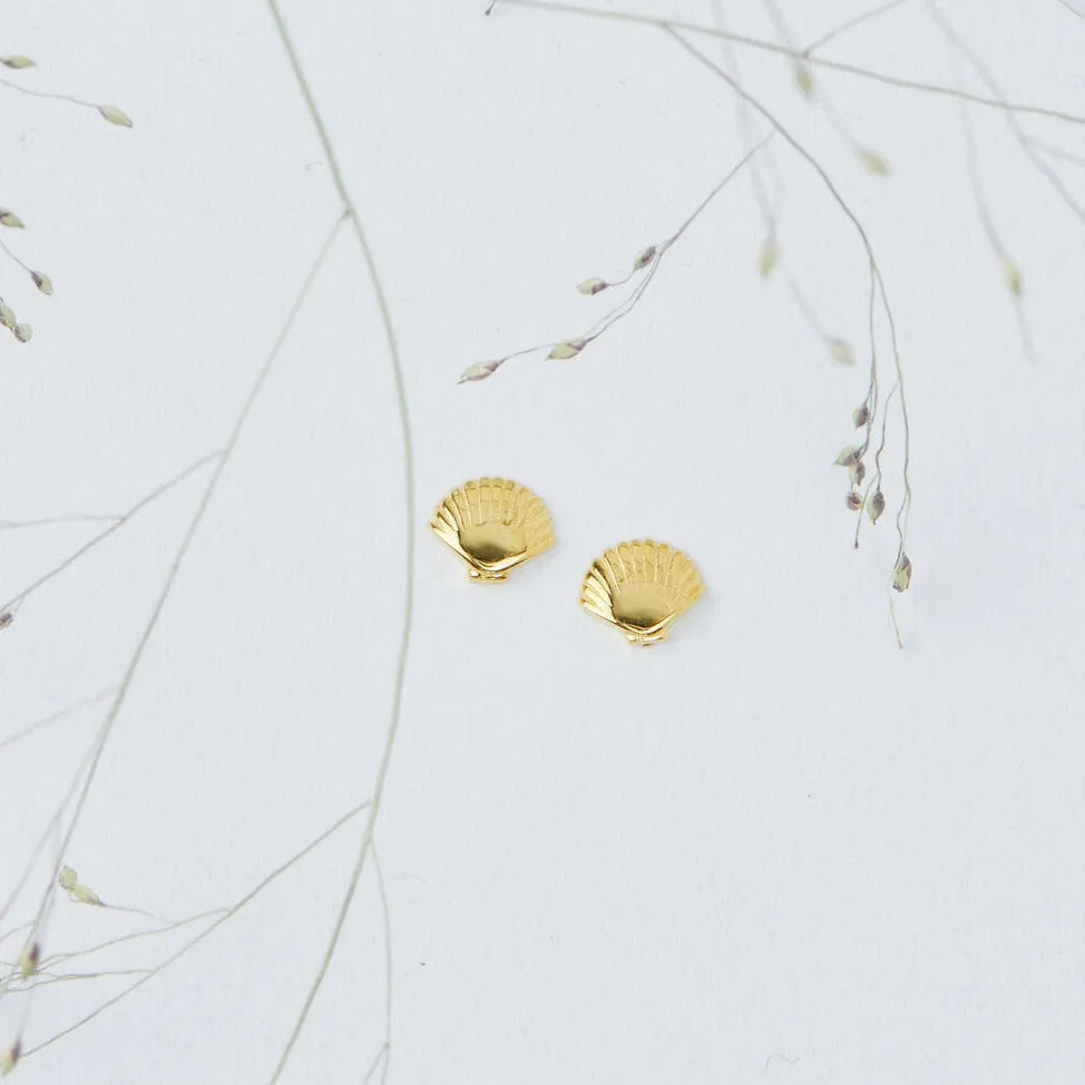 Mini Seashell Gold Stud Earrings