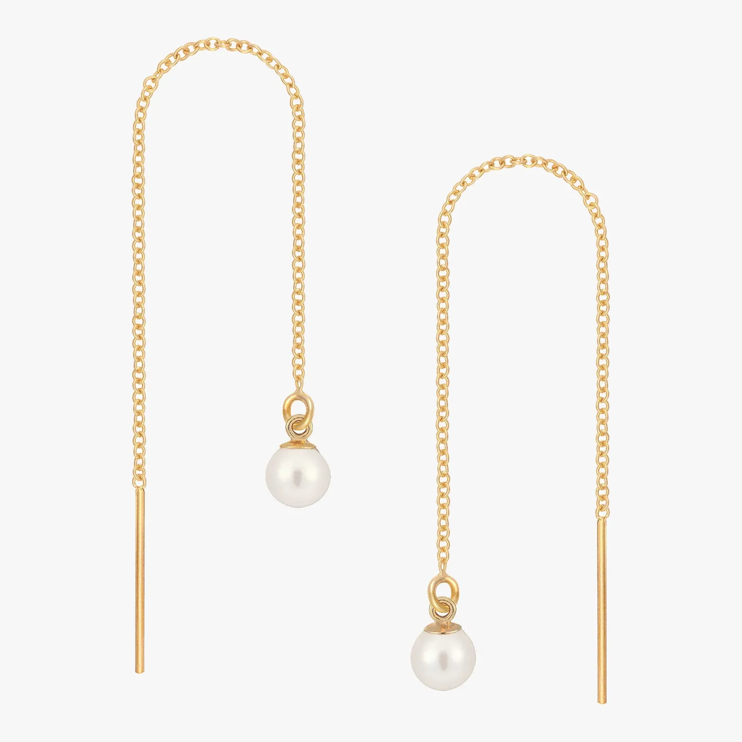 Minimal Pearl Threader Earrings