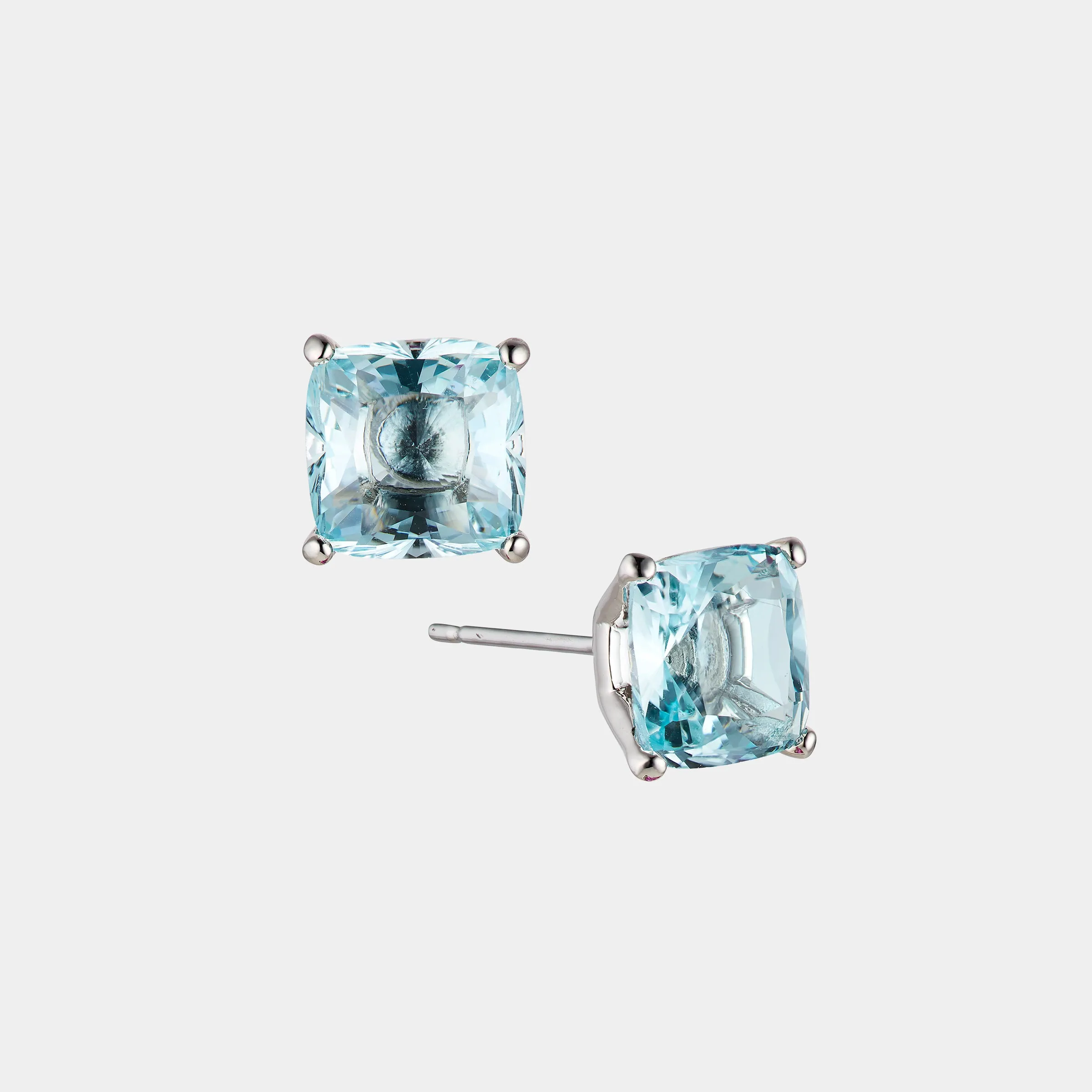 MODERN LOVE LARGE CUSHION CUT AQUA STUD EARRINGS