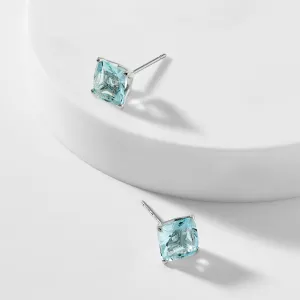 MODERN LOVE LARGE CUSHION CUT AQUA STUD EARRINGS