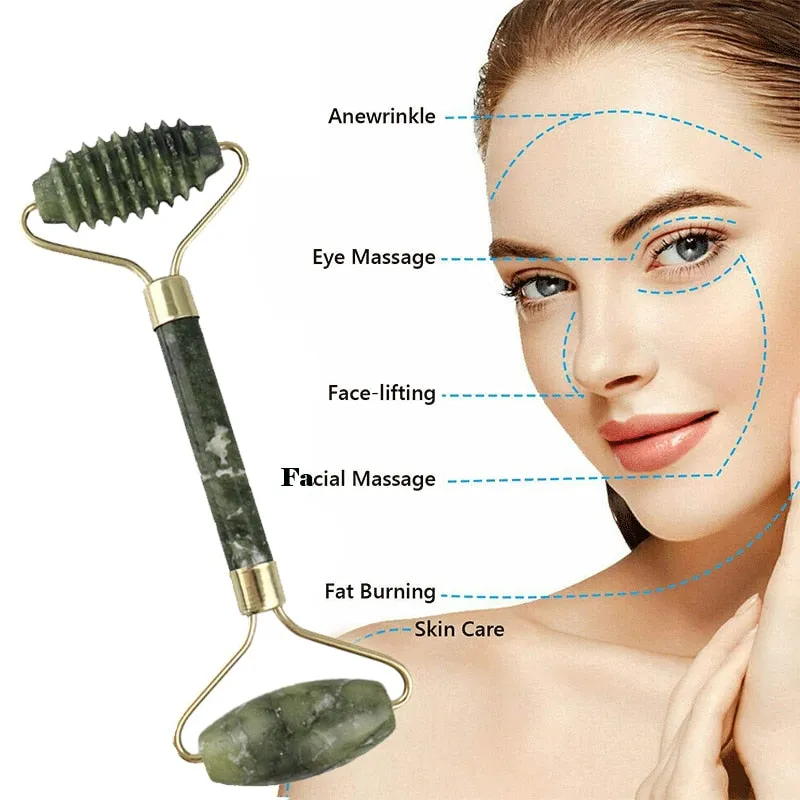 Natural Face Massager For Guasha Scraper Jade Roller Massage Face Gua sha Scraper Jade Roller Microniddle Roller Face Massager