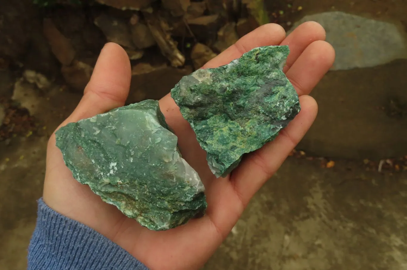 Natural Green Jade Specimens x 24 From Nsaje, Malawi