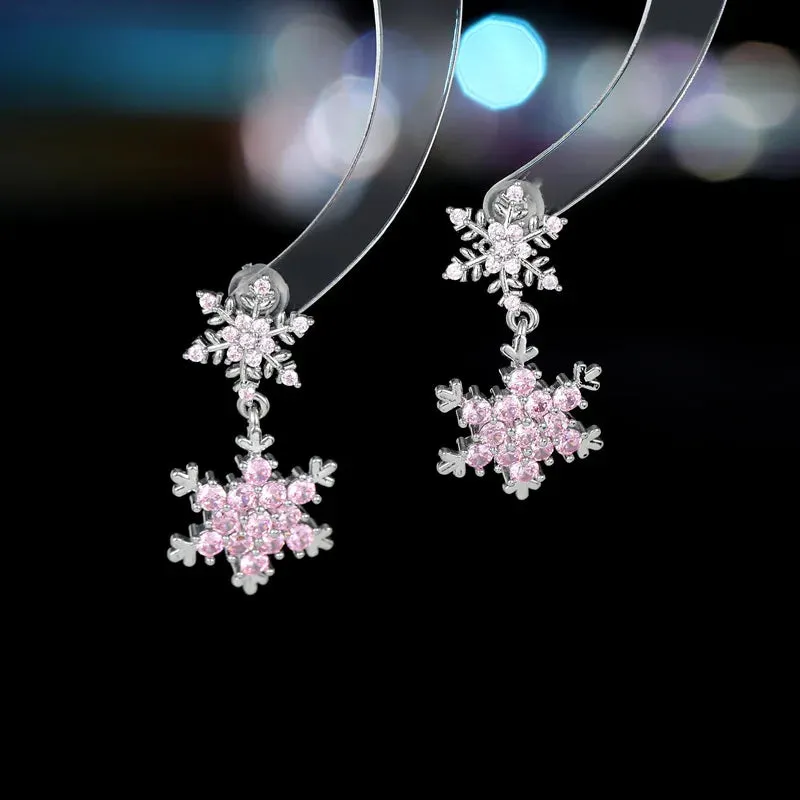 New Crystal Cubic Zirconia Little Christmas Snowflake Earrings Banquet Dress Jewely Accessories LYX329