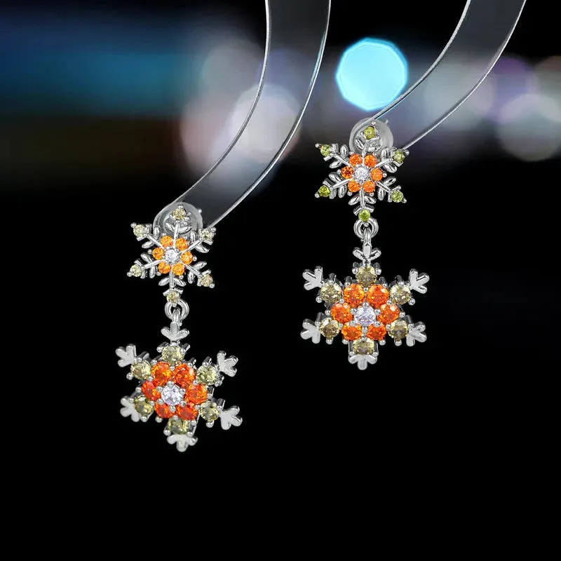 New Crystal Cubic Zirconia Little Christmas Snowflake Earrings Banquet Dress Jewely Accessories LYX329