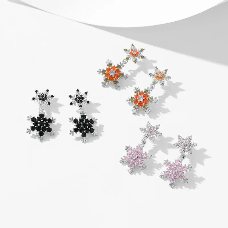 New Crystal Cubic Zirconia Little Christmas Snowflake Earrings Banquet Dress Jewely Accessories LYX329