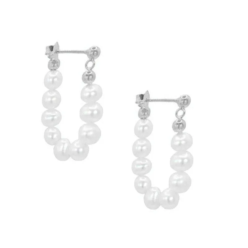 Nice Pearl Hoop Studs