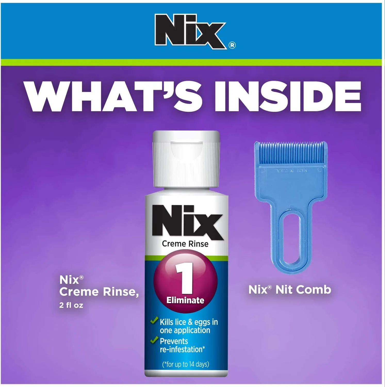 Nix Lice Killing Treatment Cream Rinse with Nit Comb -Kills Lice & Eggs (Nits)