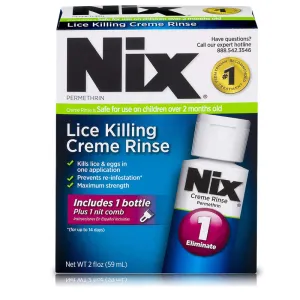 Nix Lice Killing Treatment Cream Rinse with Nit Comb -Kills Lice & Eggs (Nits)