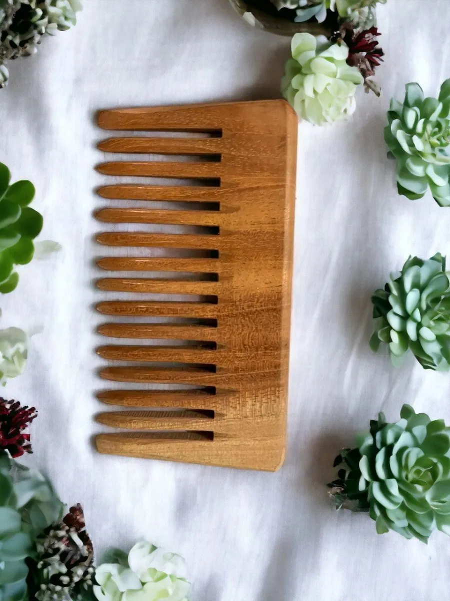 Organic Wooden Neem Wood Comb Range - Pack of 1