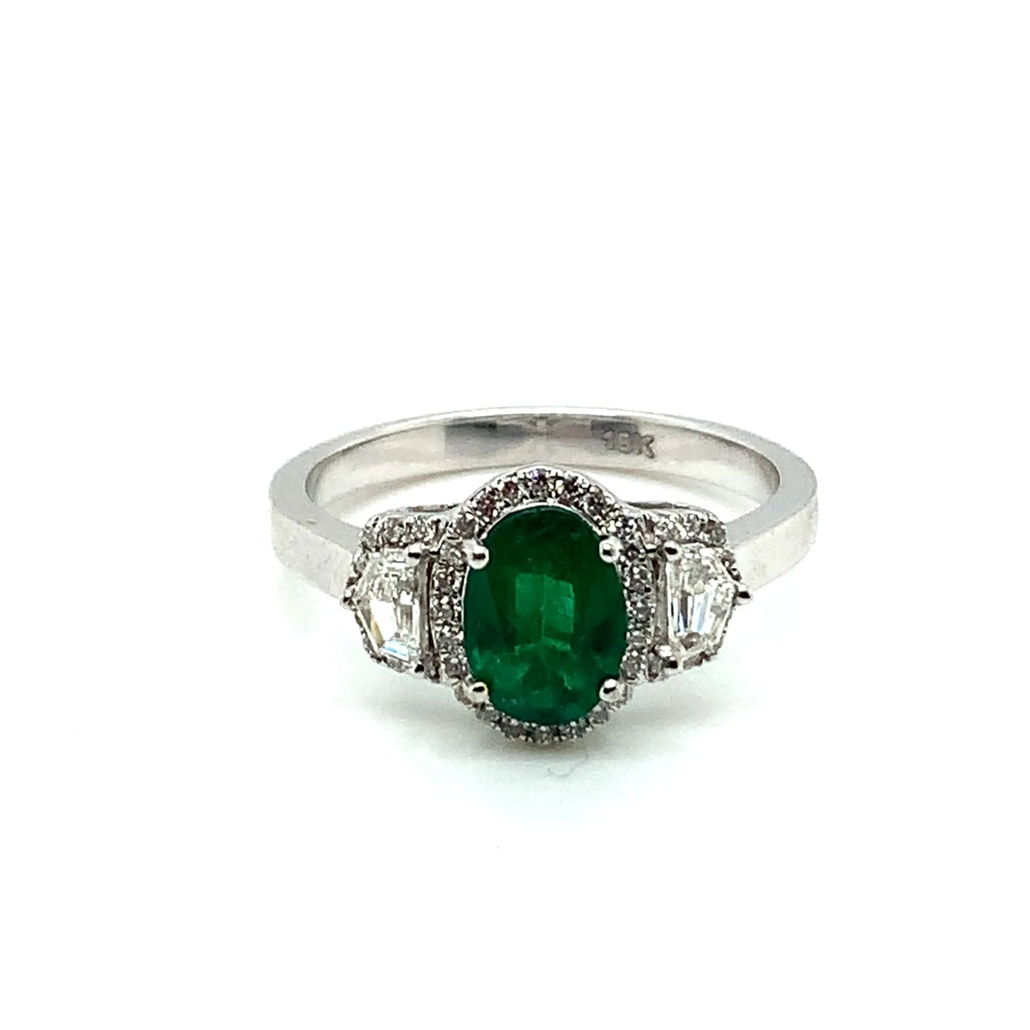 Oval Emerald Diamond Halo Ring