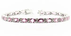 Pink Sapphire And Diamond Tennis Bracelet Ad No.0959